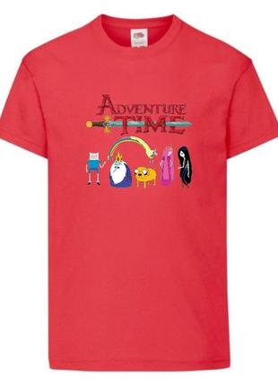 Футболка детская время приключений 0022 (adventure time) красная 104-116-128-140-152-164