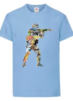Футболка детская контр страйк 003 (csg-003) голубая, размер 104-116-128-140-152-164