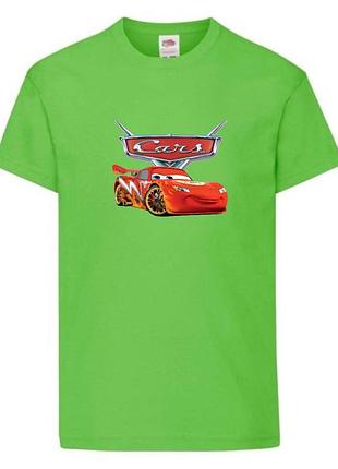 Футболка детская тачки (cars-02) светло зеленая, размер 98-104-116-128-140-152-164 см