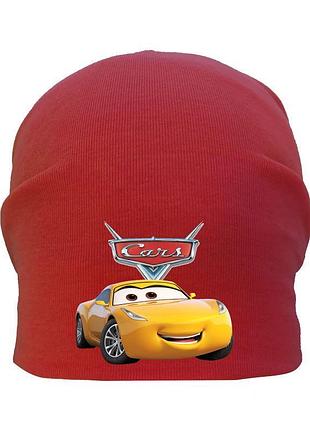 Шапка дитяча тачки 004 червона (cr-004) розміри 50-52 см, 54-56 см