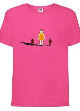 Футболка детская игра в кальмара 006 (squid game) розовая (sqg  pnc-006)
