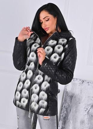 Женская куртка эко-мех+эко кожа,р. 42,44,46