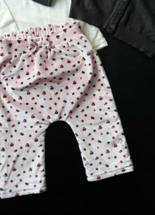 Esprit велюровые розовые штаны на девочку 6 мес / штанишки на подкладке рост 68 см / брюки на резинке / штанці на дівчинку