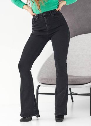 Джинси кльош жіночі штани кльош від коліна висока посадка туреччина 🇹🇷4 фото