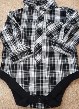 Фирменный бодик-рубашка 0-3мес
