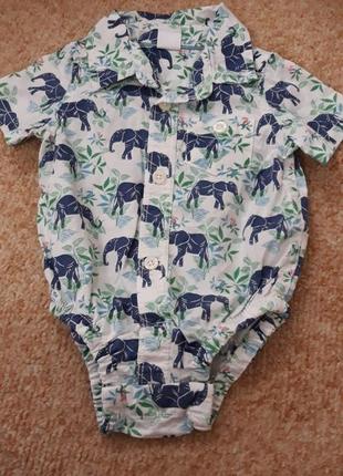 Фирменный бодик-рубашка 0-3мес