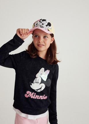 10/11/12 лет фирменная кофта свитшот батник minnie mouse с аппликацией из пайеток disney reserved
