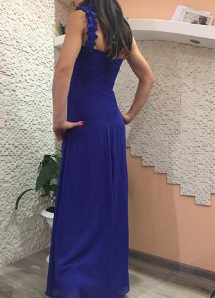 Шикарное синее платье, платье в пол, платье на одно плече3 фото
