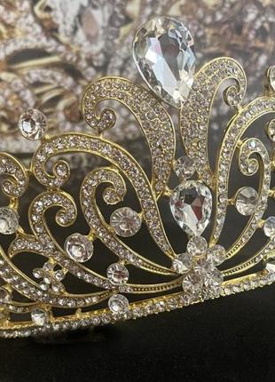Тіара діадема висока корона кері, для волосся аксесуари, весільна діадема, весільна біжутерія1 фото