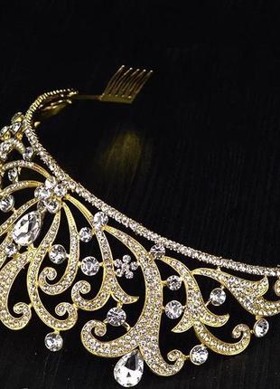 Тіара діадема висока корона кері, для волосся аксесуари, весільна діадема, весільна біжутерія4 фото