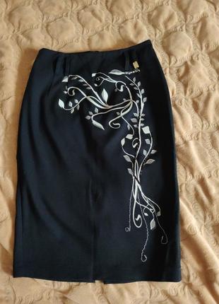 Эксклюзив!!! magenta трикотажная юбка ручная роспись2 фото