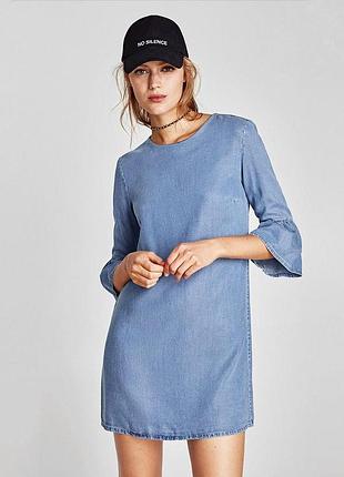 Джинсове плаття з воланами рюшами zara