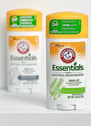 Arm & hammer, essentials, дезодорант-антиперспирант натуральний, розмарин лаванда, 71 г