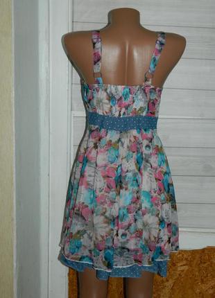 Р. 44-46 плаття-сарафан літній шифоновий блакитний із завищеною талією espase7 фото