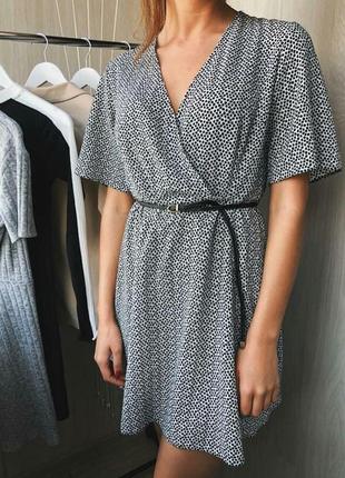 Платье серое на запах zara