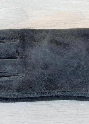 Женские зимние замшевые перчатки (черные)2 фото