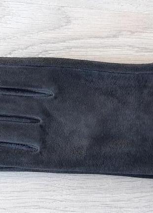 Женские зимние замшевые перчатки (черные)3 фото