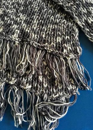 Довгий вовняний шарф вільної ручної в'язки3 фото