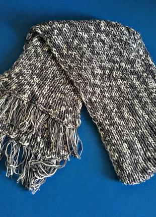 Довгий вовняний шарф вільної ручної в'язки2 фото