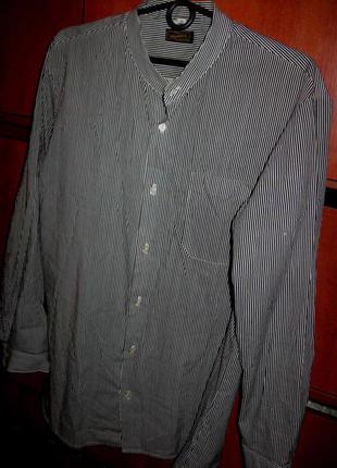 Рубашка-стойка полоска черно-белая1 фото