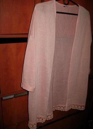 Накидка кимоно трикотаж кораллово-розовая2 фото