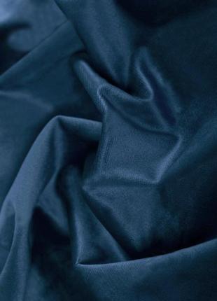 Порт'єрна тканина для штор оксамит преміум синього кольору1 фото