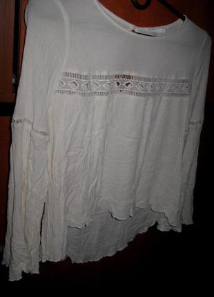 Блуза boho с кружевом молочная