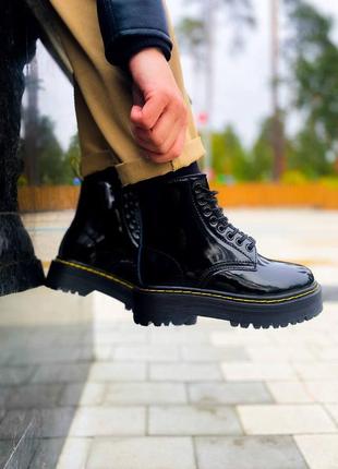 Черевики жіночі зимові dr.martens jadon patent black fur