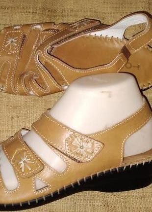 37р-24 см шкіра босоніжки tomi anti shock підошва танкетка 4 ширина устілки 9 регулюється липучк