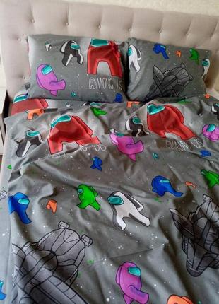Детский комплект постельного белья "амонг ас", серый, 100% хлопок1 фото