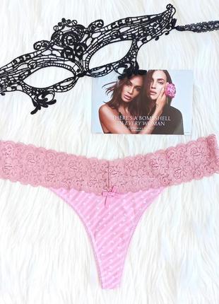 Розовые трусики стринги с плоским кружевом 🥰