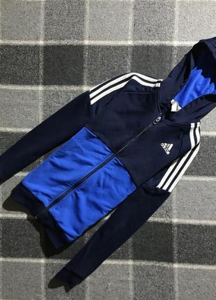 Детская кофта (олимпийка, толстовка, худи) adidas ( адидас 11-12 лет 146-152 см оригинал синяя)