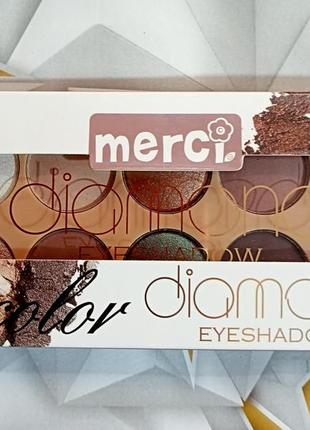 Тіні для повік merci diamond eyeshadow #3 матові і перламутрові, 10 кольорів