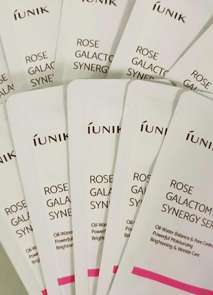 Зволожуюча, живильна, вітамінна сироватка iunik rose galactomyces synergy serum