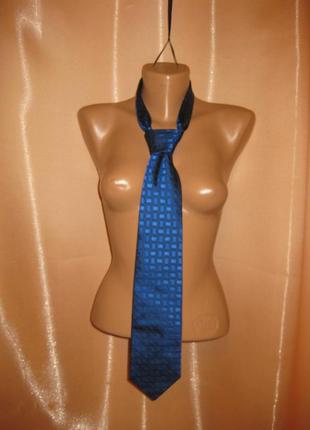 Краватка класична шовк синя, км1049