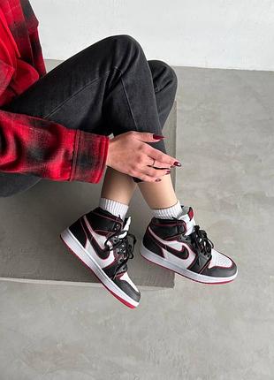 Кросівки air jordan 1 mid black red white кросівки