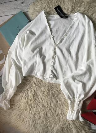 Блуза укорочённая топ с пышными рукавами8 фото