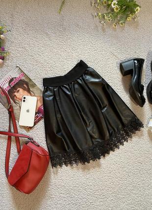 Юбка еко кожа сонце клеш