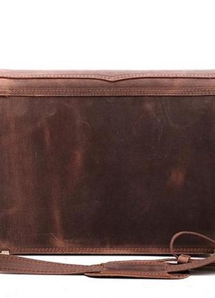 Сумка портфель почтальонка вінтаж коричнева шкіряна ручна робота casual crazy horse2 фото