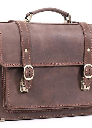 Стильний портфель вінтаж шкіряний коричневий ручна робота кежуал casual crazy horse