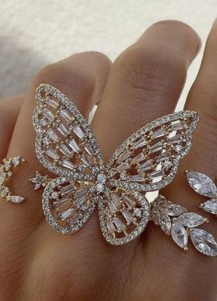 Кільце з метеликом колечко метелик масивне у камінні вінтажне срібло