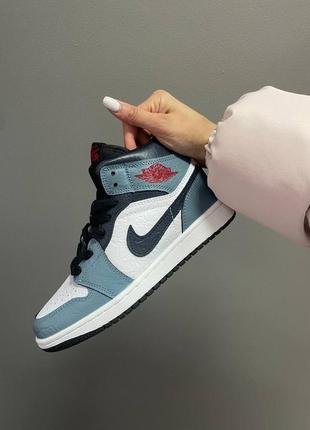 Женские кожаные высокие кроссовки nike air jordan 1 retro🆕найк аир джордан9 фото