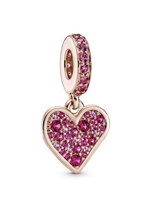 Шарм пандора розовое сердце сердечко с розовыми камнями камешками розовое золото позолота покрытие новый с биркой серебро проба 925 789565c018 фото