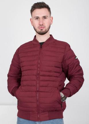 Стильна бордова марсала осіння весняна демисезон куртка чоловіча вітровка великий розмір батал