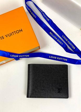 Кожаное портмоне черное брендовое в стиле люи витон louis vuitton