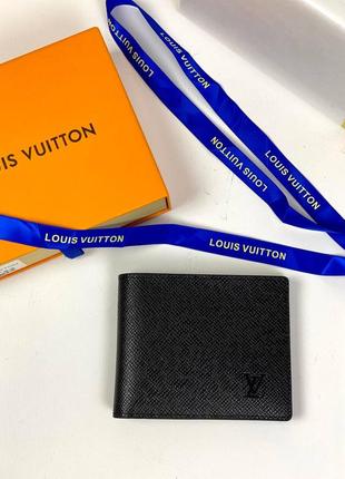 Портмоне кожаное чёрное брендовое в стиле луи витон louis vuitton