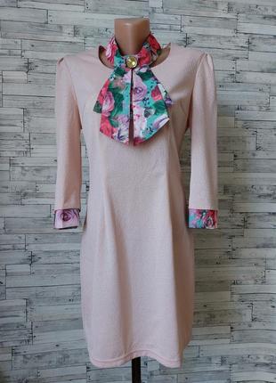 Стильное платье нежно розовое titomir с галстуком4 фото