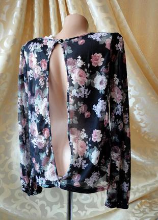 Блуза new look квіти р. 12 (рукав 62, шир.50)