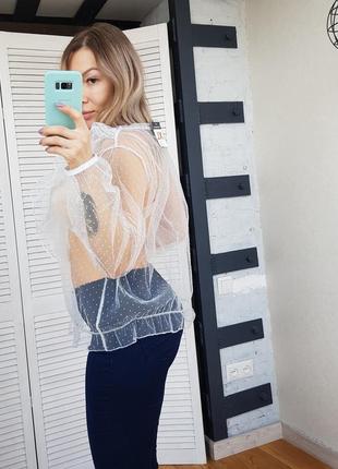 Блуза сетка с воланом5 фото