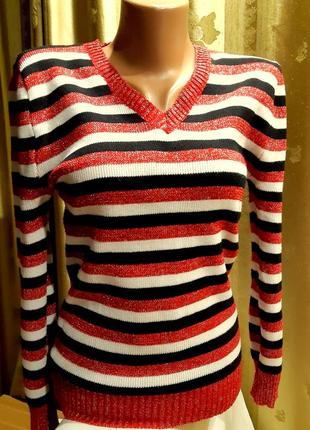 Пуловер жіночий в смужку з люрексовою ниткою./ туреччина/.
